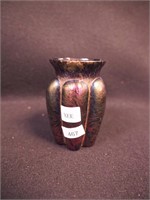 4" high Rindskopf iridescent purple glass vase