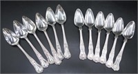 Two sets silver plate grapefruit spoons