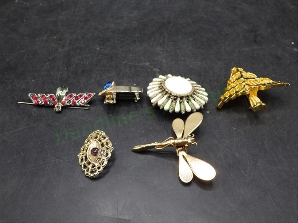 Six Vintage Brooches