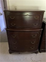 Mahogany chest on chest tall dresser carved