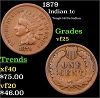 1879 Indian Cent 1c Grades vf+
