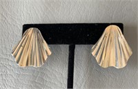 Vintage Sterling Silver Fan Earrings