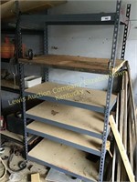 Steel frame wood shelving unit