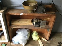 Wood shelf w/ contents