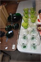 Green Margarita Glasses, Swans, and Stemware