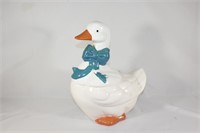 Pekin Duck with Blue Bow Cookie Jar