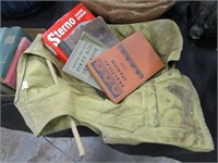 Vintage Sterno Burner, Fishing Vest & Books