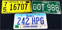 Lot of 3 Iowa license plates