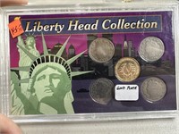 LIBERTY V NICKEL W RACKATEER NICKEL (GOLD PLATE)