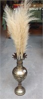 Vintage hand chased brass floor vase
