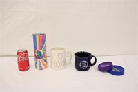 Rae Dunn Mug w/ Misc. Mug & 2 Tervis Lids