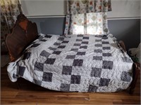 Antique Wood Framed Bed With Full size Mattress