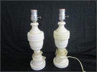 Pair Of Alabaster Lamps 12"T Normal Wear