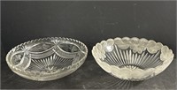 2 Crystal Glass Decorative Bowls