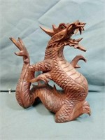 Beautiful Carved Wooden Dragon Measures 7" Height