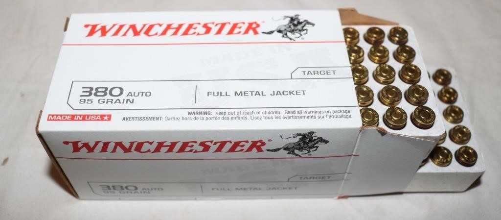 100 Rounds of .380 Auto Winchester Ammo