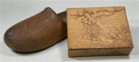 Dutch Wooden Shoe & Hankie Box