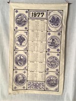 Vintage 1977 Cloth Linen Calendar