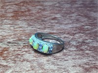 Sterling .925 White Opal Sparkle Stone Ring Size