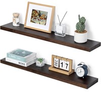 2 DARK BROWN  6.5IN X 36IN WALL MOUNTED SHELVES -