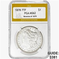 1878 7TF Morgan Silver Dollar PGA MS62 REV 79