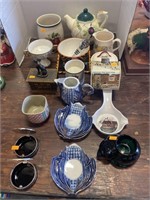 Dishes, tea pots, pitcher, ect