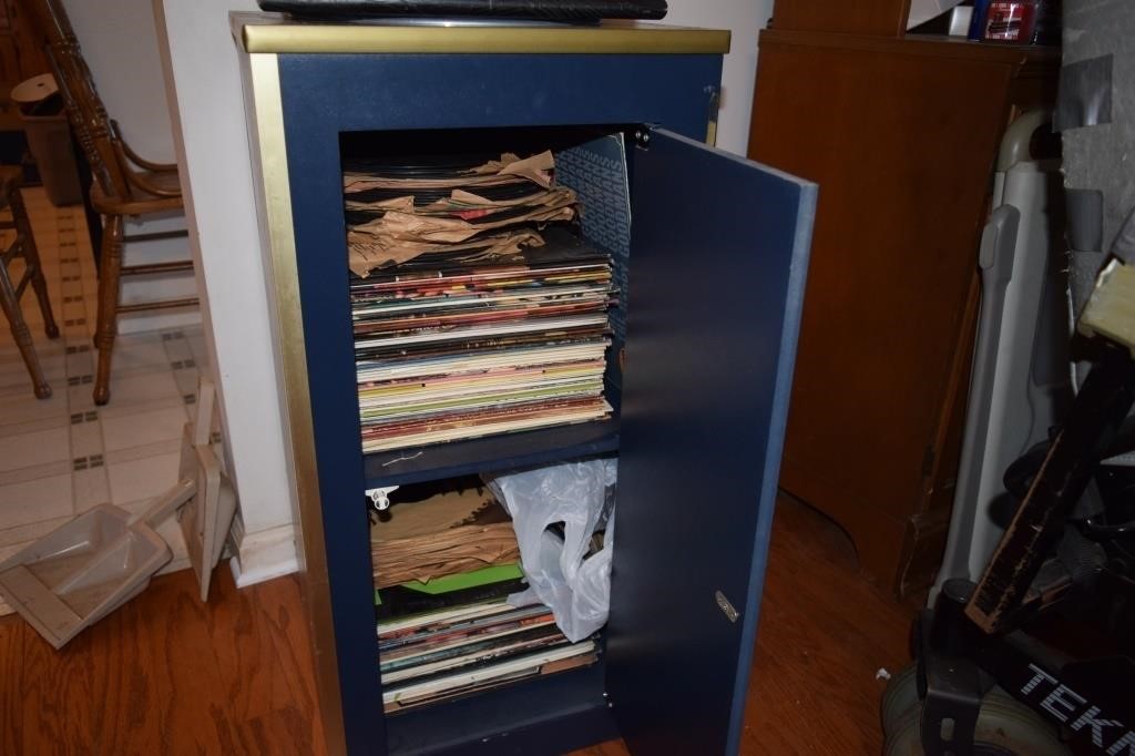 Record & CD Cabinet w/ Contents