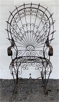 Wrought Iron Peacock Outdoor Rocking Chair