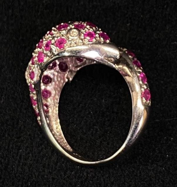 14k White Gold Dolphin Ruby Ring