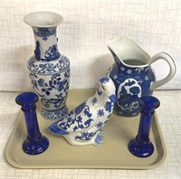 Blue & White Vintage Porcelain, Blue Scroll