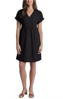 Briggs Women's XL V-Neck Linen Dress, Black Extra