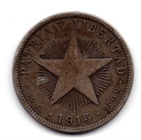 1916 Cuba 40 Centavos Silver Coin