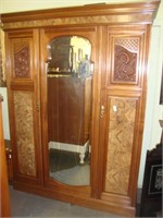 Triple-door Victorian mahogany wardrobe with