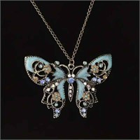 Vintage Colorful Big Butterfly Pendant Necklace