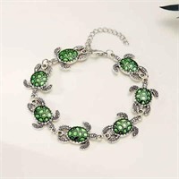 Fashion Silvery Green Sea Turtle Charms Bracelet,
