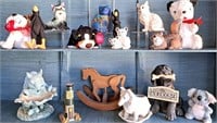 ASSORTED ANIMAL FIGURINES AND GARDEN PLANTERS LOT