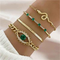 4pcs Snake Shape Chain Bracelet Set Inlaid Shiny n