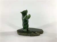 Jade standing bear on jade base 2.5"
