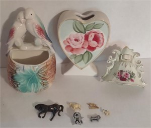 Bird Ceramic Flower Pot, Heart Ceramic Vase,