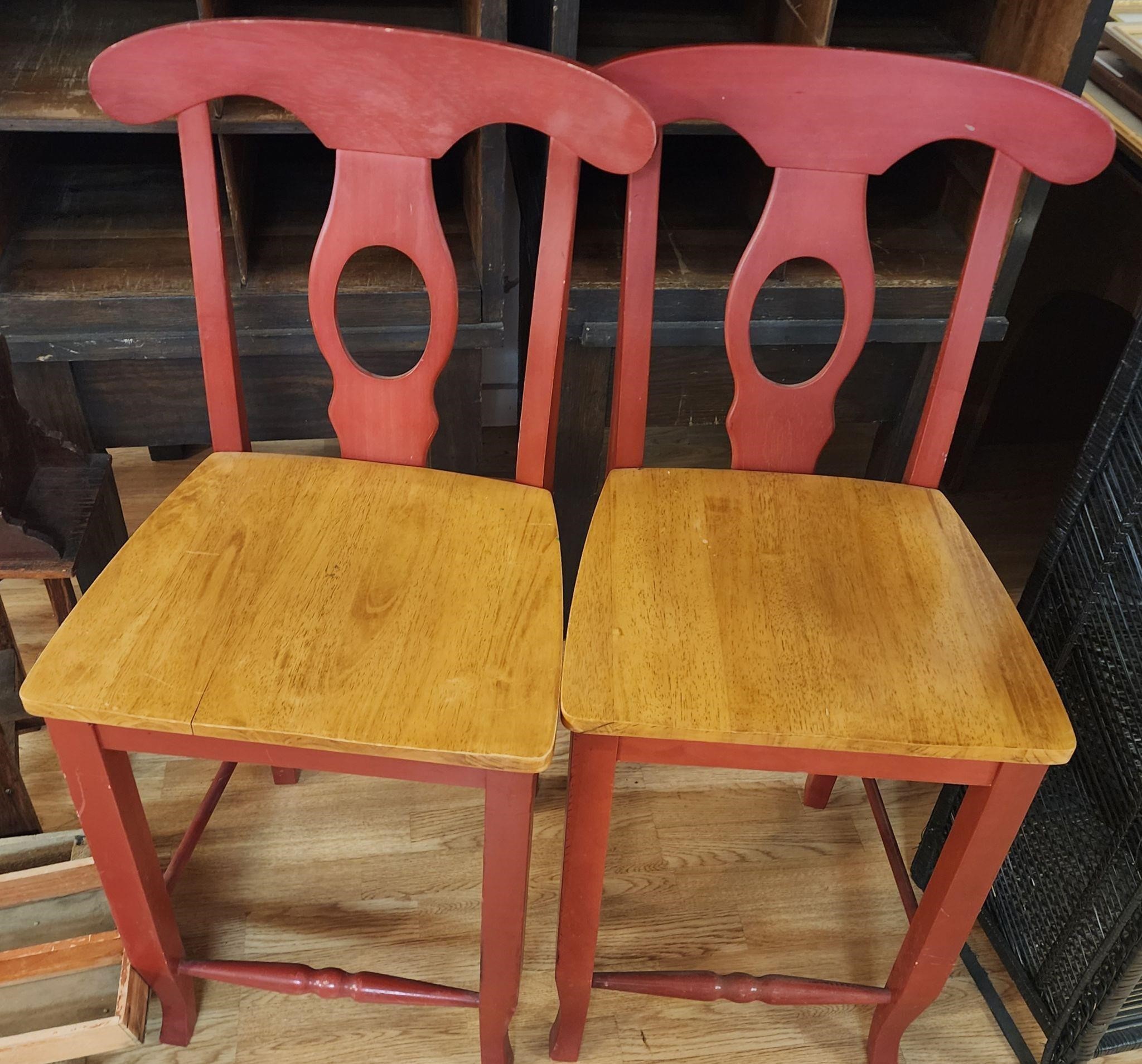 Two Solid Wood Bar Stools Good condition