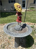 Metal Birdbath W/ Decorative Fountain