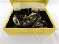 Invicta yellow jewelry box - gold quartz watch -