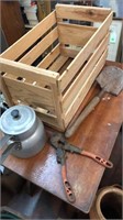 Wood Crate, Tools & Cookware Lot