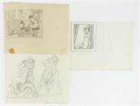 LAWRENCE WILBUR 3 NUDE SKETCHES SIGNED