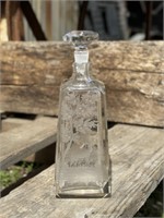 Etched Bohemian Horse & Stag  Stoppered Bottle