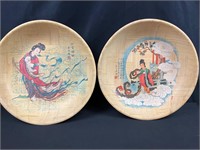 MCM Handpainted Geshias on bamboo bowls