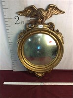 Vintage convex glass eagle medallion mirror