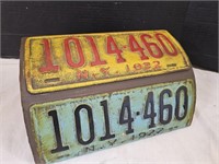 Metal License Plate Decor Sorage  Bin 12" x 7" h