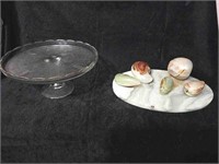 Liar cake stand and marble fruit, S/P