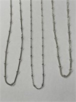 3x 925 silver Ball Station Necklaces: 17 5/8 " ,